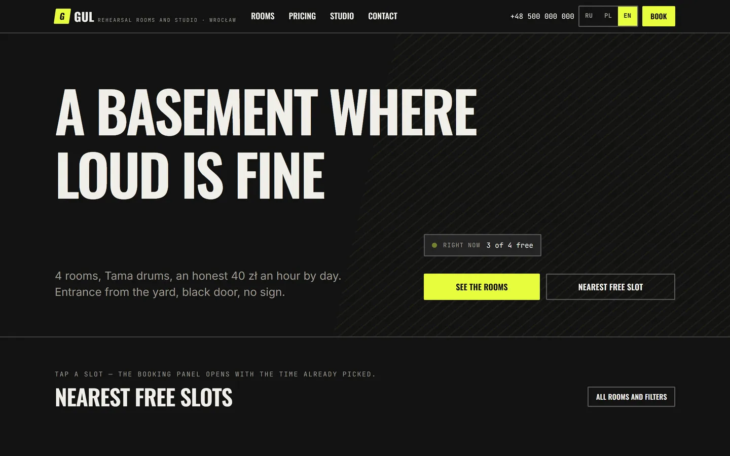 Gul — Rehearsal rooms · booking