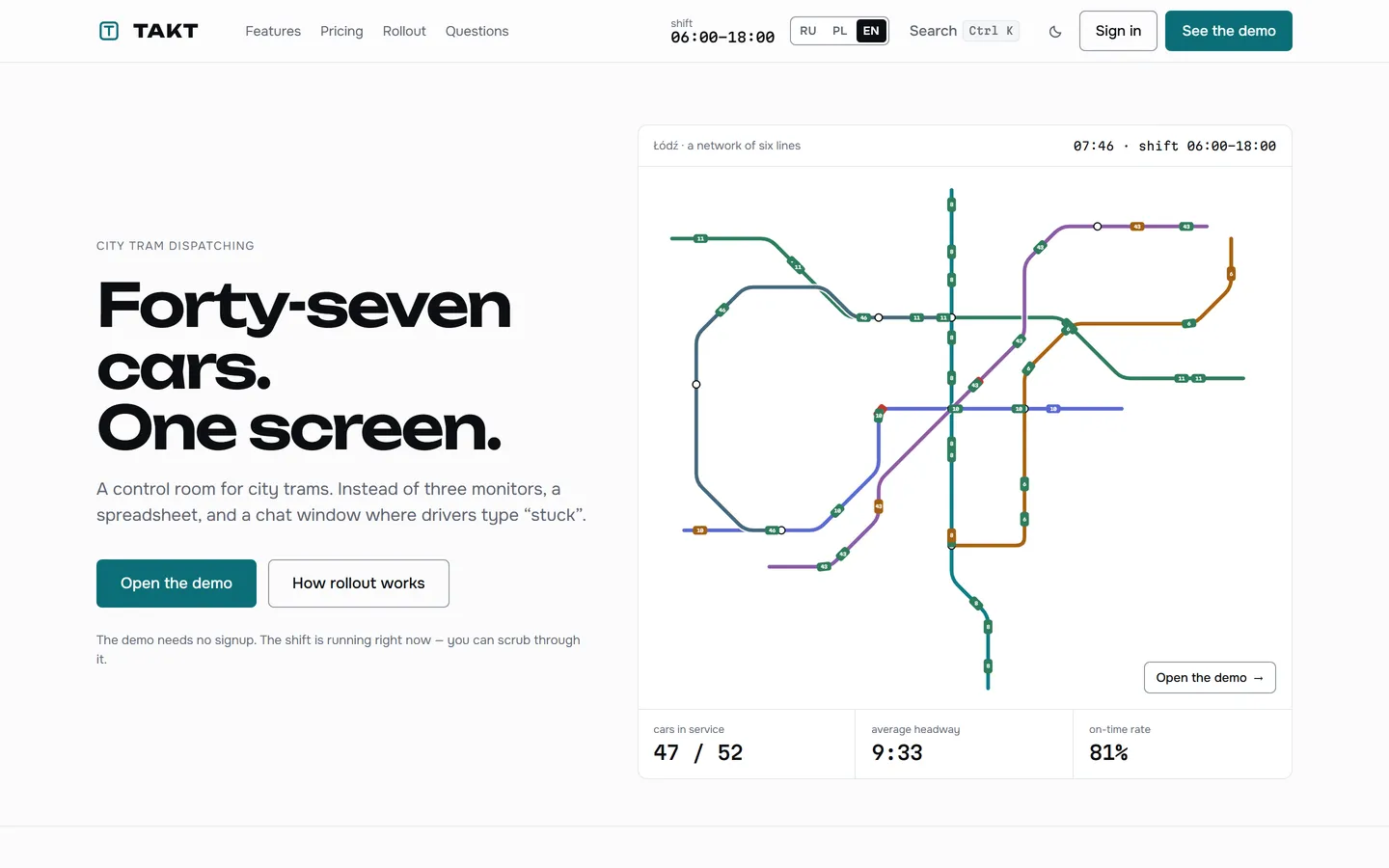 Takt — screen